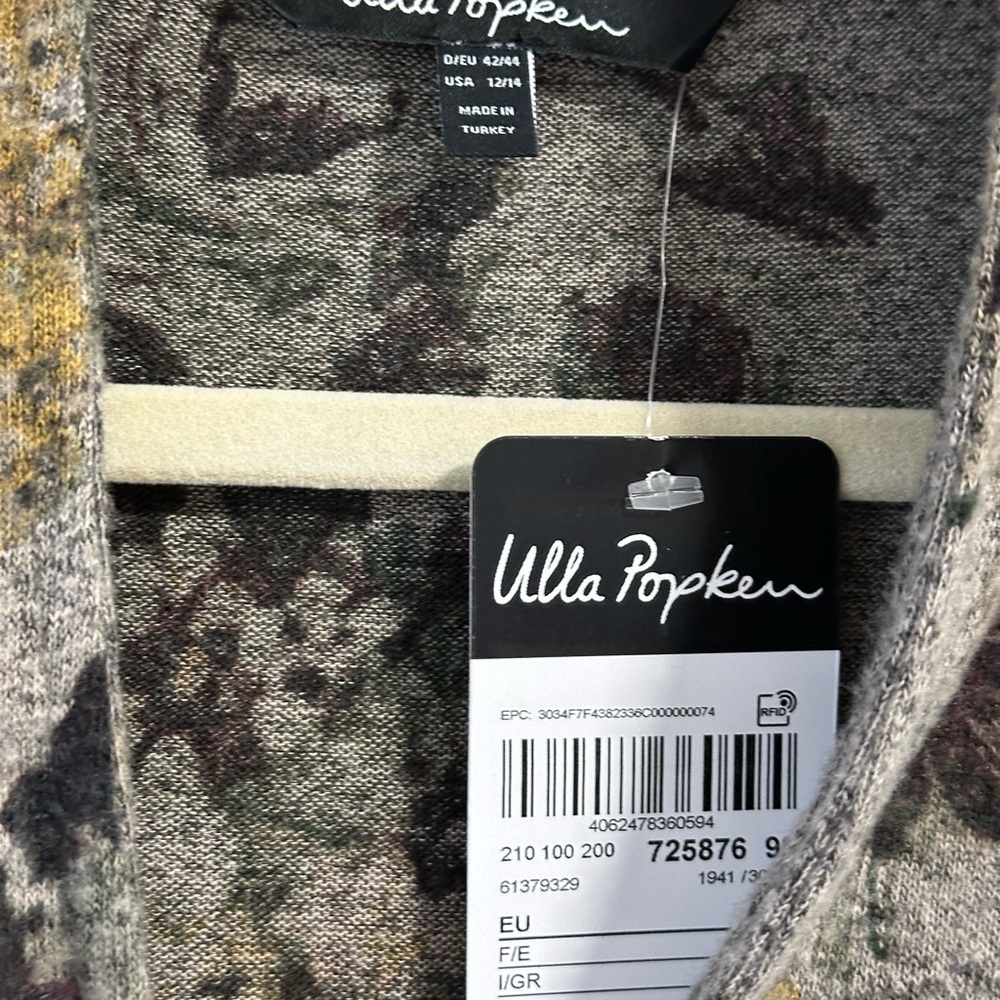 NWT ULLA POPKEN zip Up Sweater Size 12/14 Grays, Maroon & Green Very Soft. - Picture 5 of 11